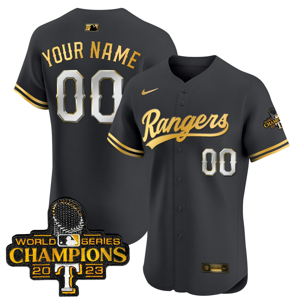 MLB Texas 2023 World Series Champions Gold Trim Vapor Premier Elite Jersey