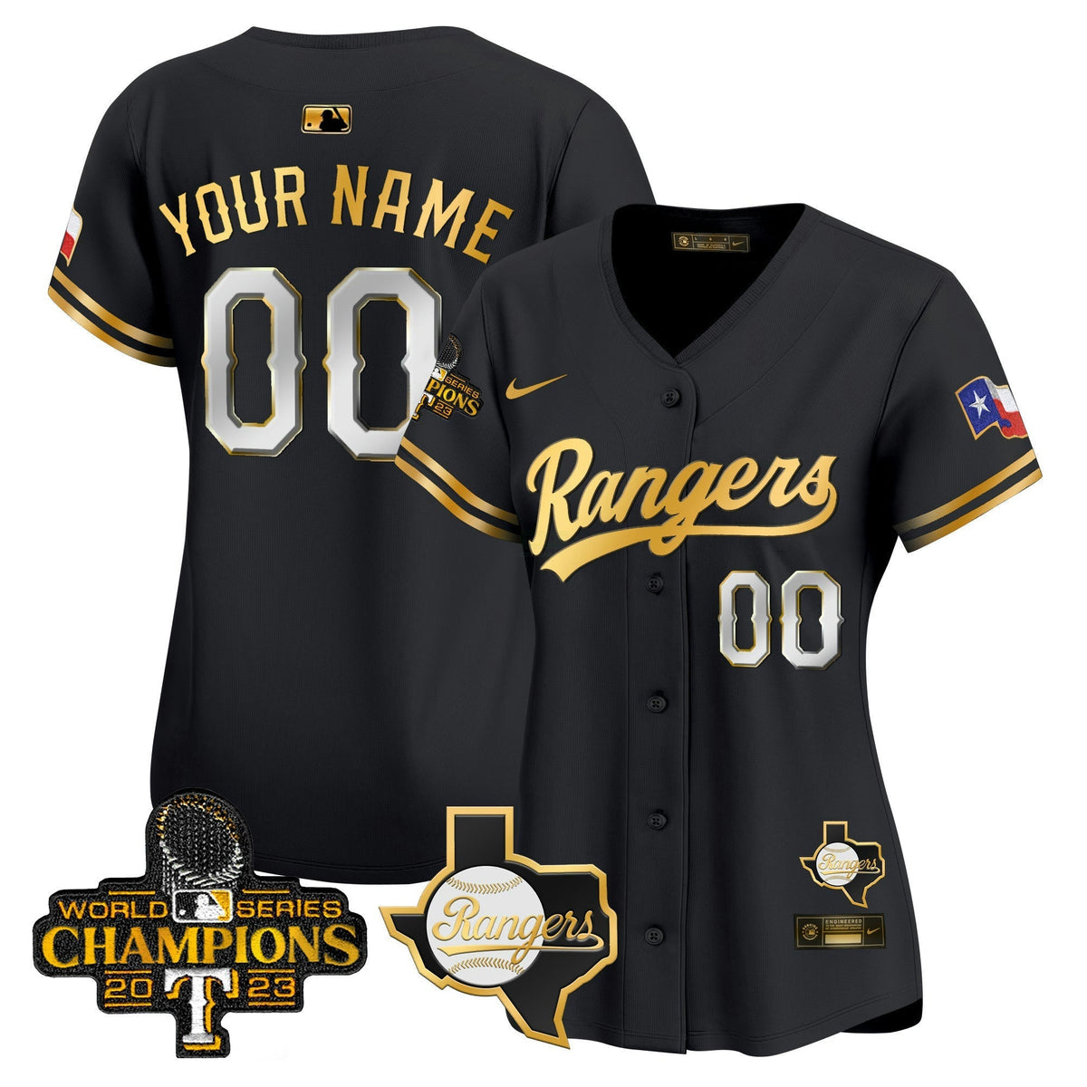 MLB Texas 2023 World Series Champions Gold Trim Vapor Premier Limited Jersey V2
