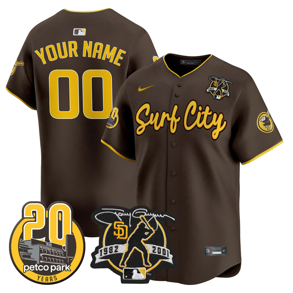 MLB Tony Gwynn & Petco Park 20th Patch Vapor Premier Limited Jersey V3