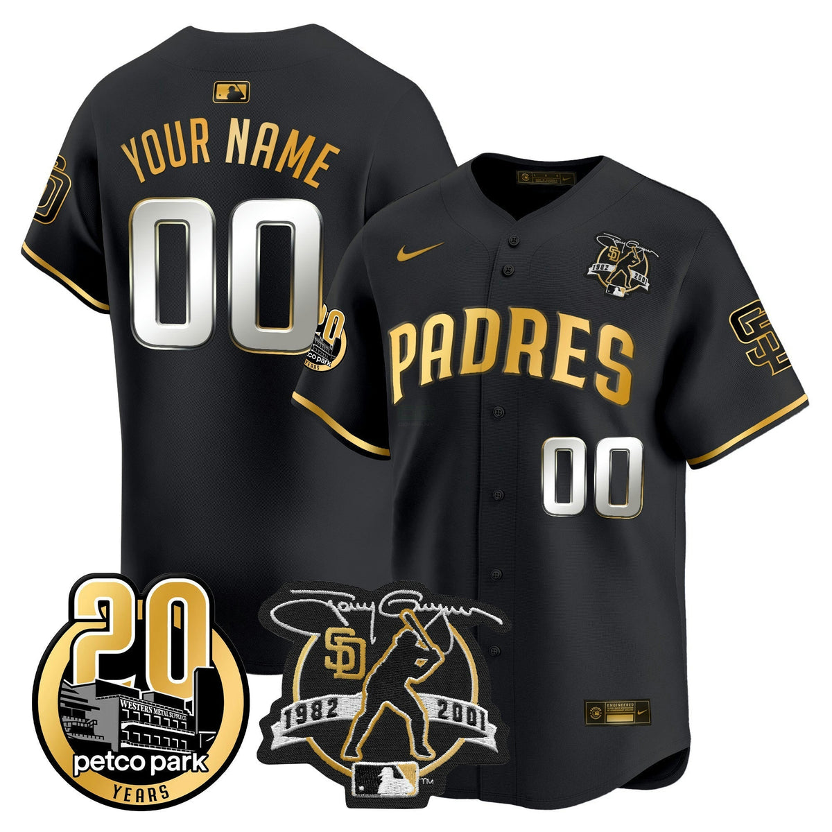 MLB Tony Gwynn & Petco Park 20th Patch Vapor Premier Limited Jersey