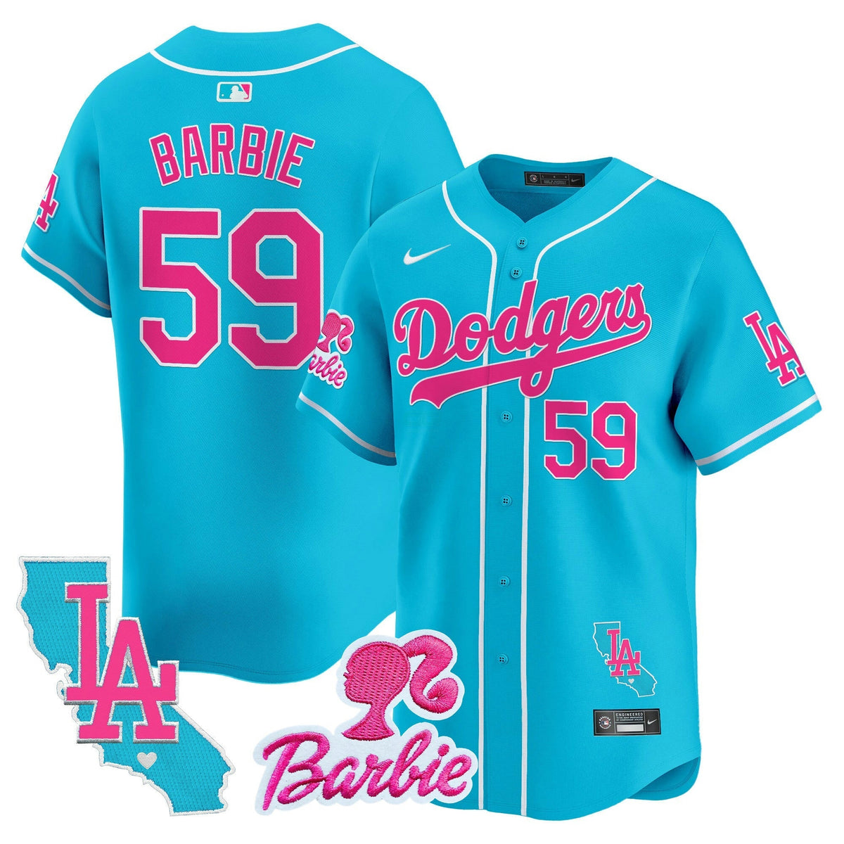 MLB Los Angeles Dodgers Unisex Barbie Patch Vapor Premier Limited Jersey