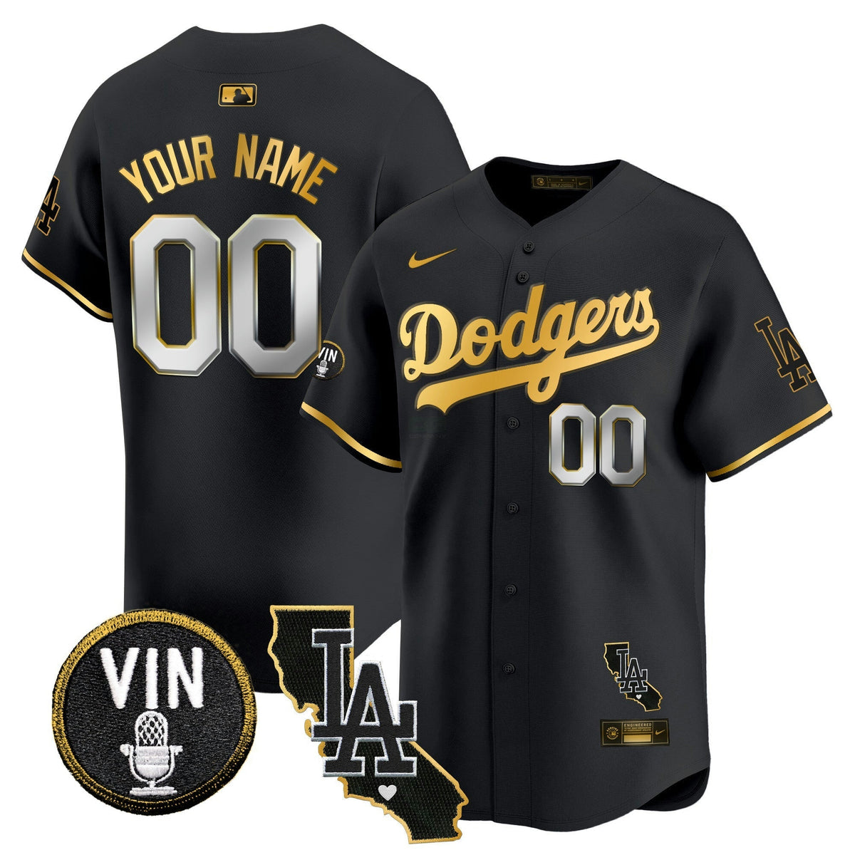 MLB Vin & California Patch Gold Trim Vapor Premier Limited Jersey