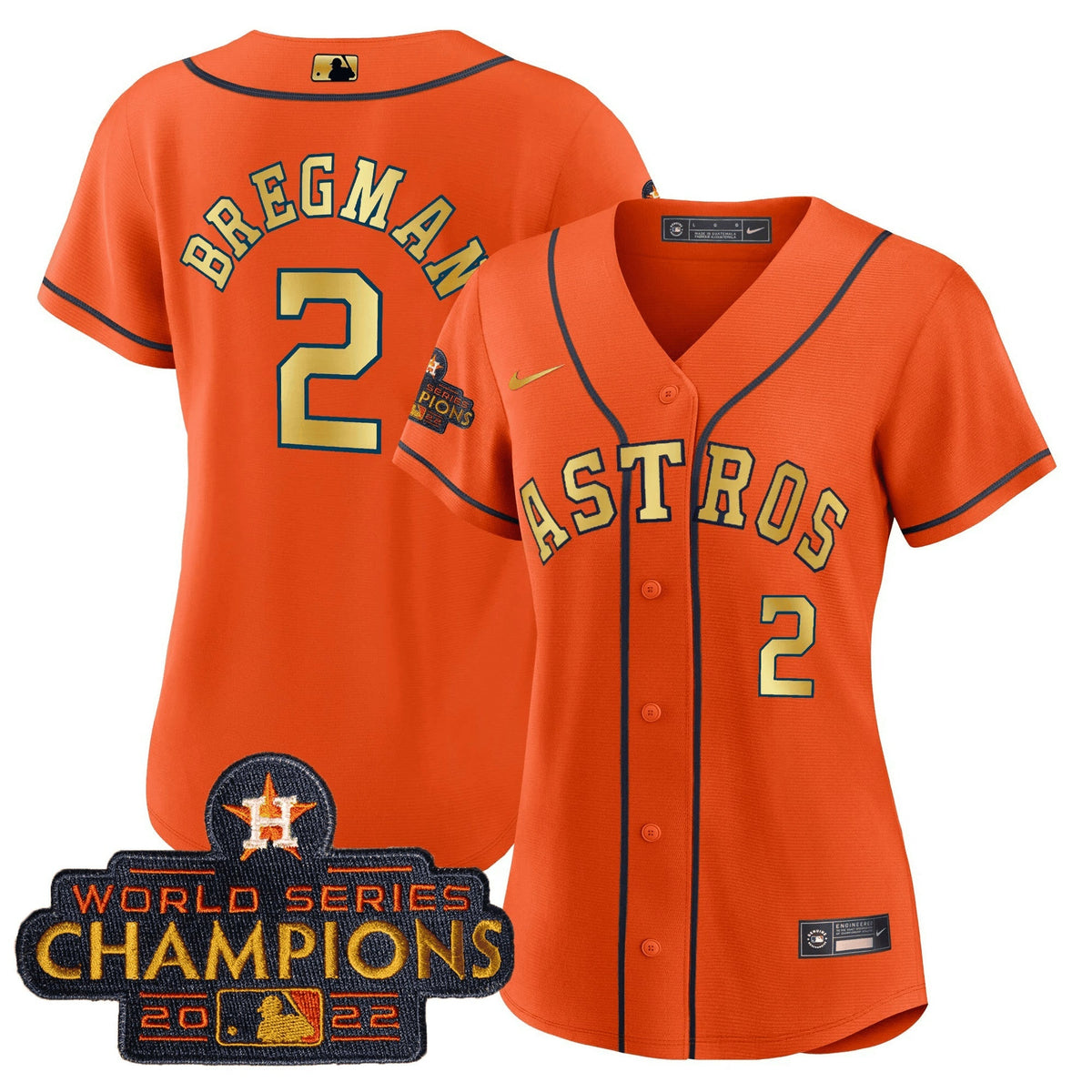 MLB Women’s 2023 Champions Orange Gold Jersey - Orange Gold