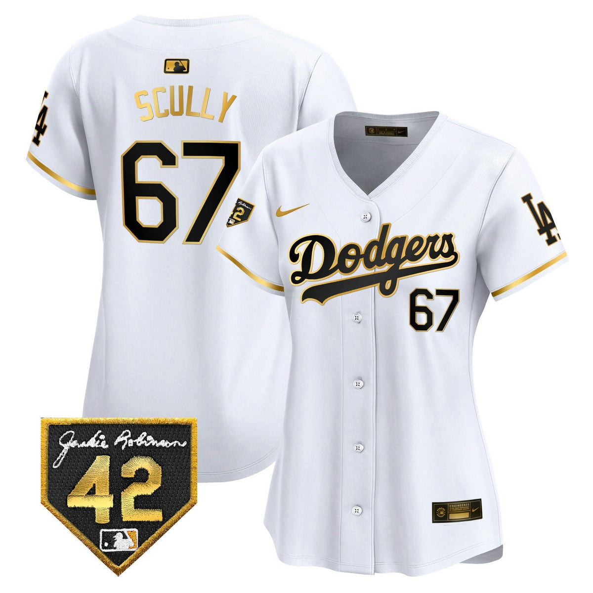 MLB Los Angeles Dodgers Women’s 2024 Jackie Robinson Patch Vapor Premier Limited Jersey
