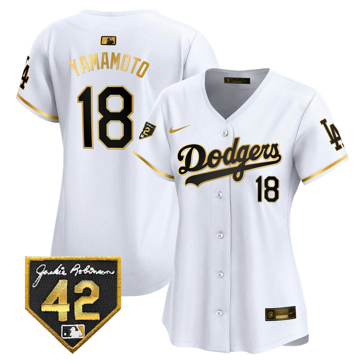 MLB Los Angeles Dodgers Women’s 2024 Jackie Robinson Patch Vapor Premier Limited Jersey
