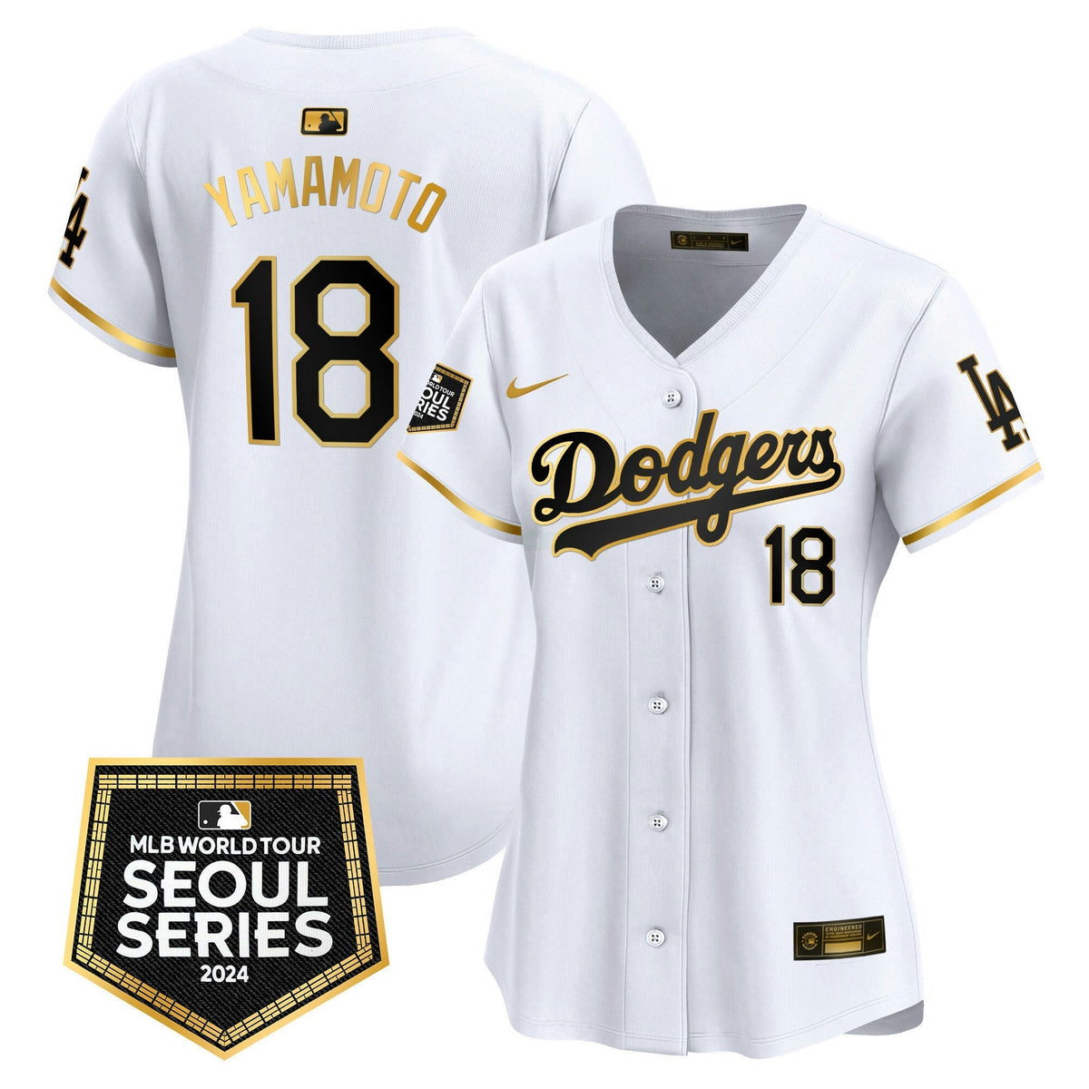 MLB Los Angeles Dodgers Women’s 2024 World Tour Seoul Series Patch Vapor Premier Limited Jersey