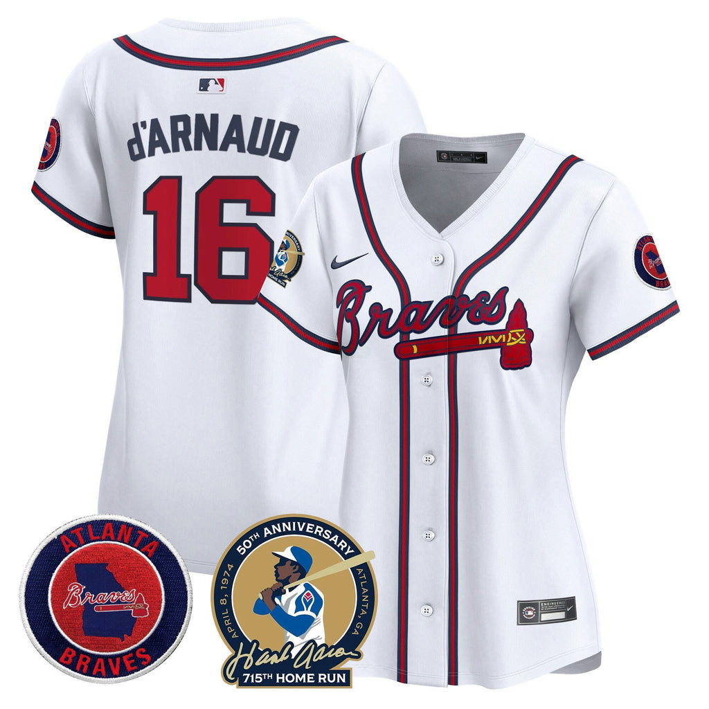 MLB Women’s Atlanta Hank Aaron 715th Home Run Patch Vapor Premier Limited Jersey