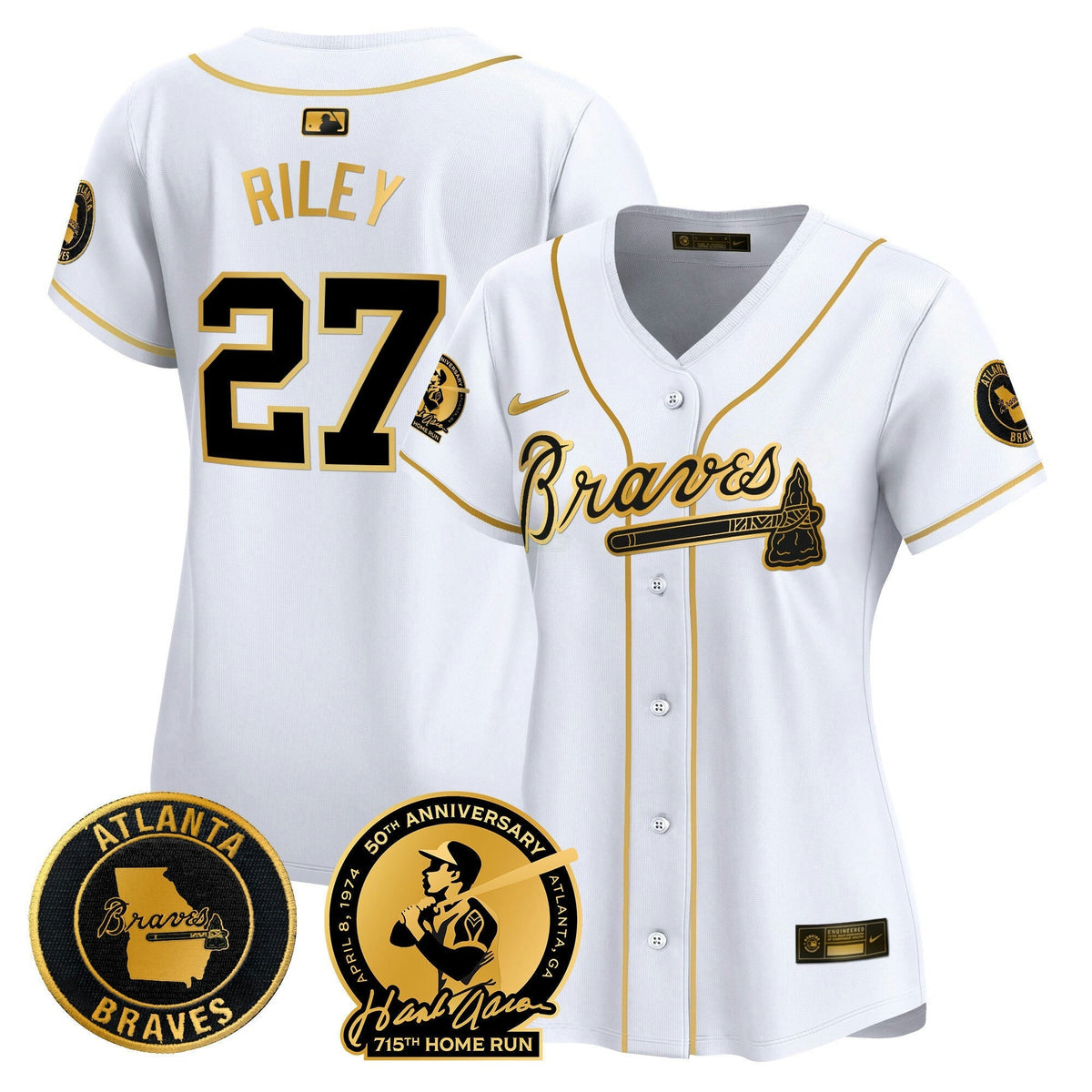 MLB Women’s Atlanta Hank Aaron 715th Home Run Patch Vapor Premier Limited Jersey