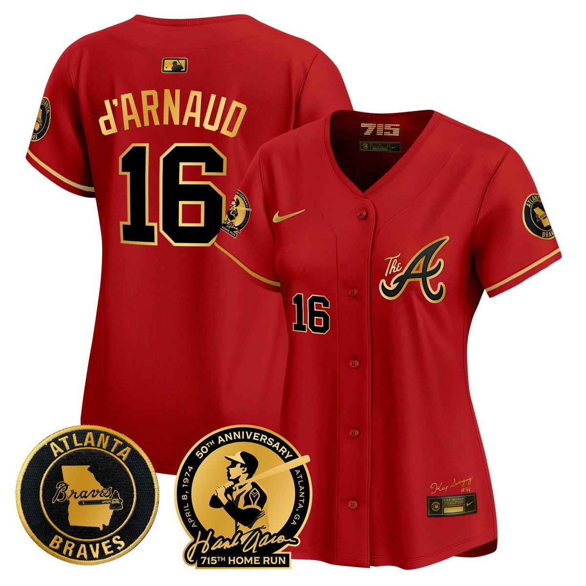MLB Women’s Atlanta Hank Aaron 715th Home Run Patch Vapor Premier Limited Jersey V2