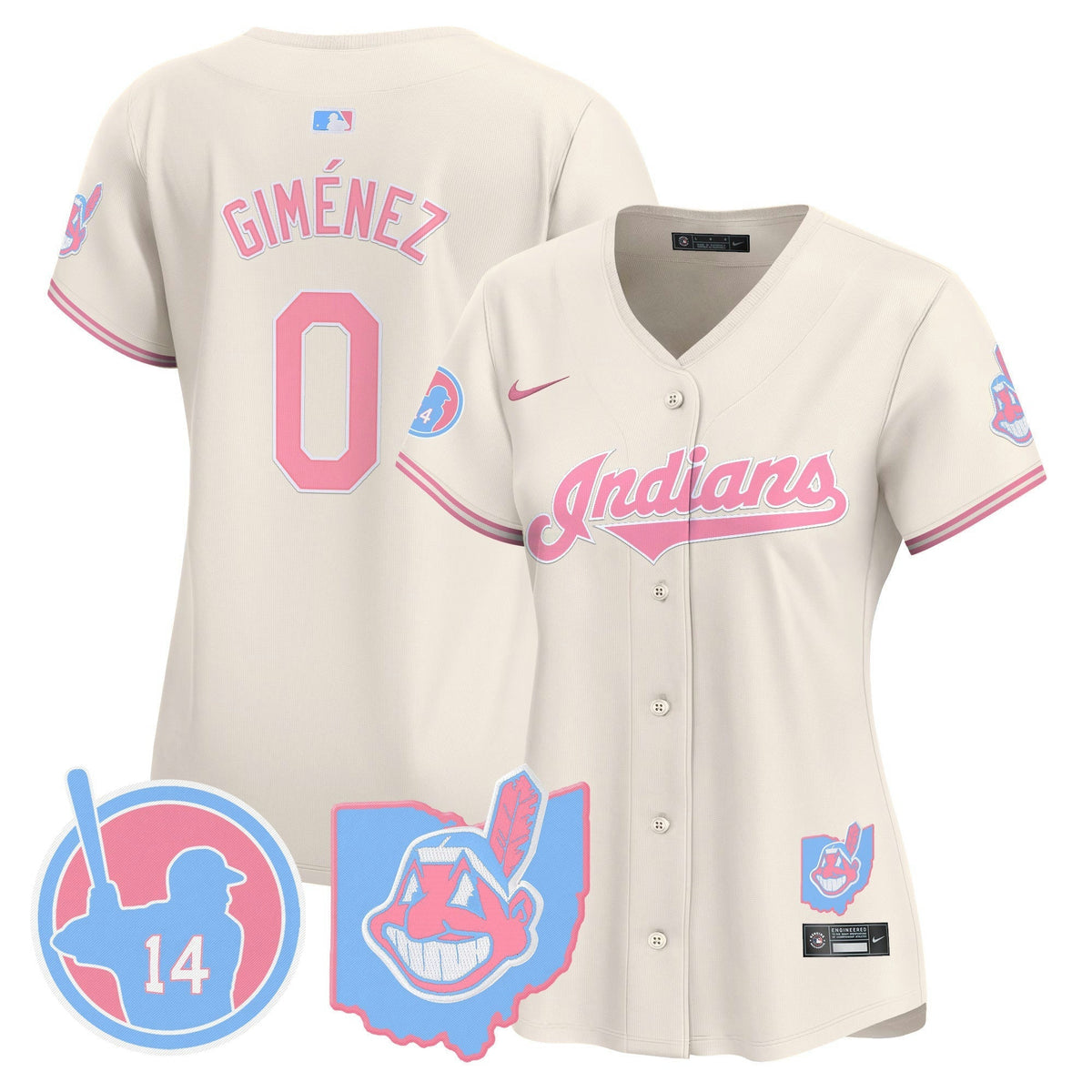 MLB Women’s Cleveland Indians Larry Doby Bubblegum Pink Vapor Premier Limited Jersey