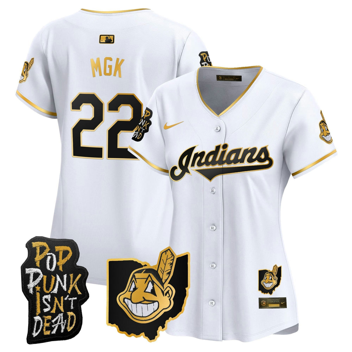 MLB Women’s Cleveland Indians MGK Patch Vapor Premier Limited Jersey