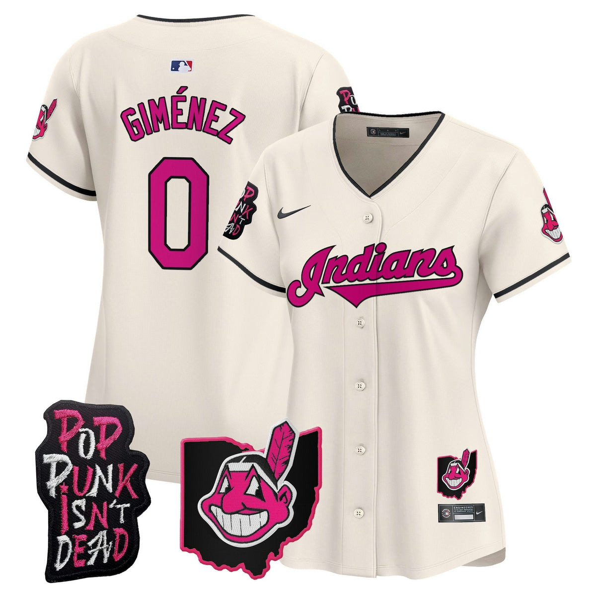 MLB Women’s Cleveland Indians MGK Patch Vapor Premier Limited Jersey