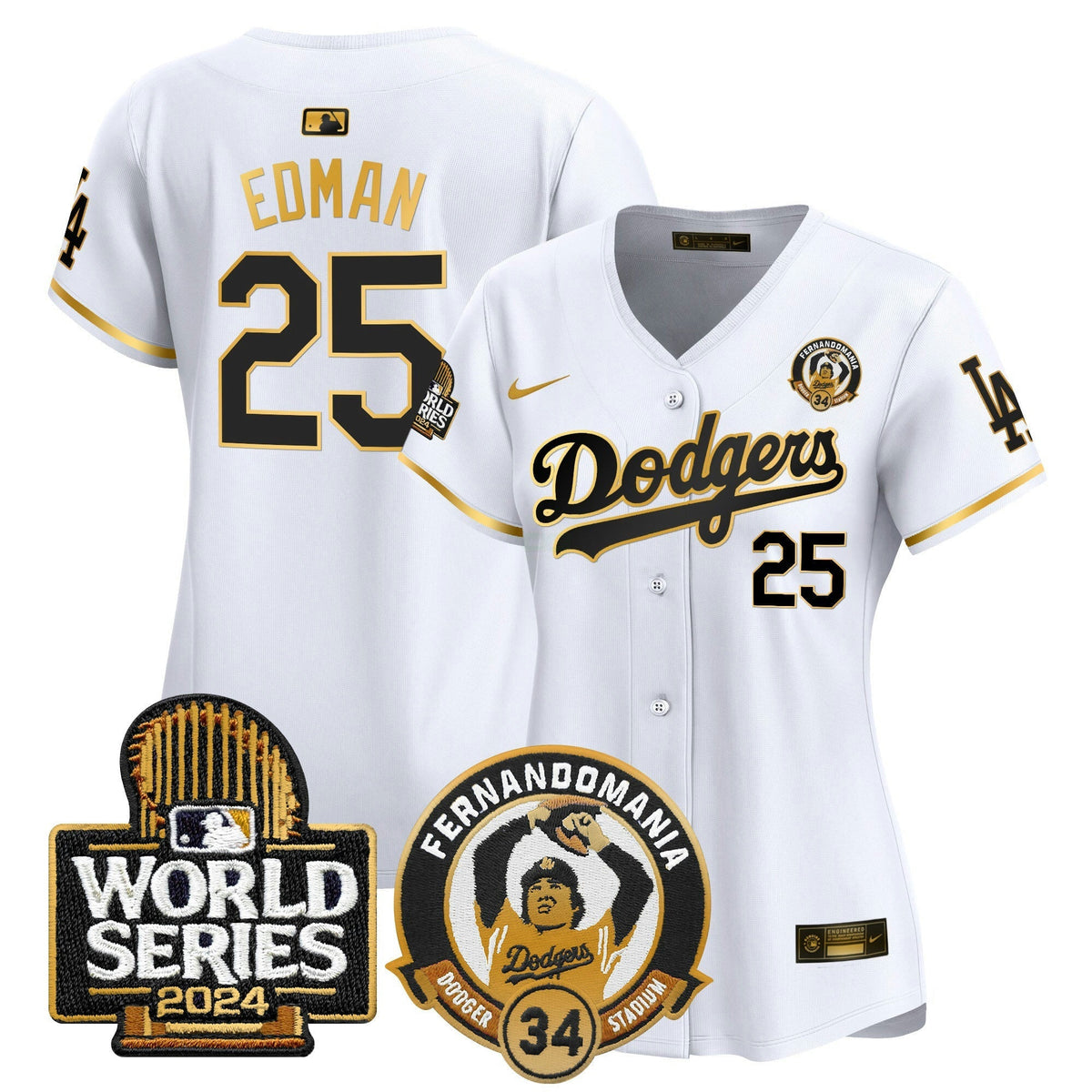 MLB Women’s Fernando Valenzuela & 2024 World Series Patch Vapor Premier Limited Jersey