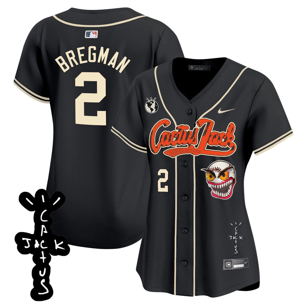 MLB Women’s Houston Cactus Jack Patch Vapor Premier Limited Jersey – Stitched