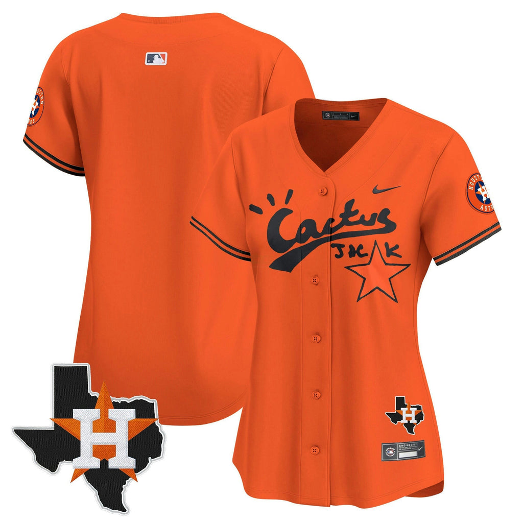 MLB Women’s Houston Cactus Jack Patch Vapor Premier Limited Jersey V10 – Stitched
