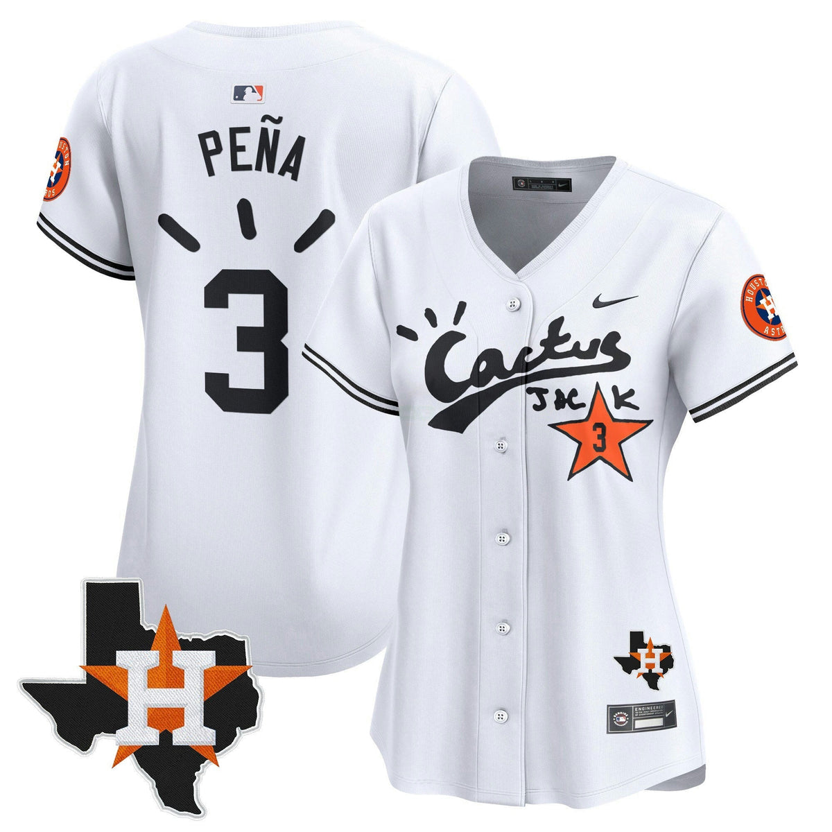 MLB Women’s Houston Cactus Jack Patch Vapor Premier Limited Jersey V10 – Stitched