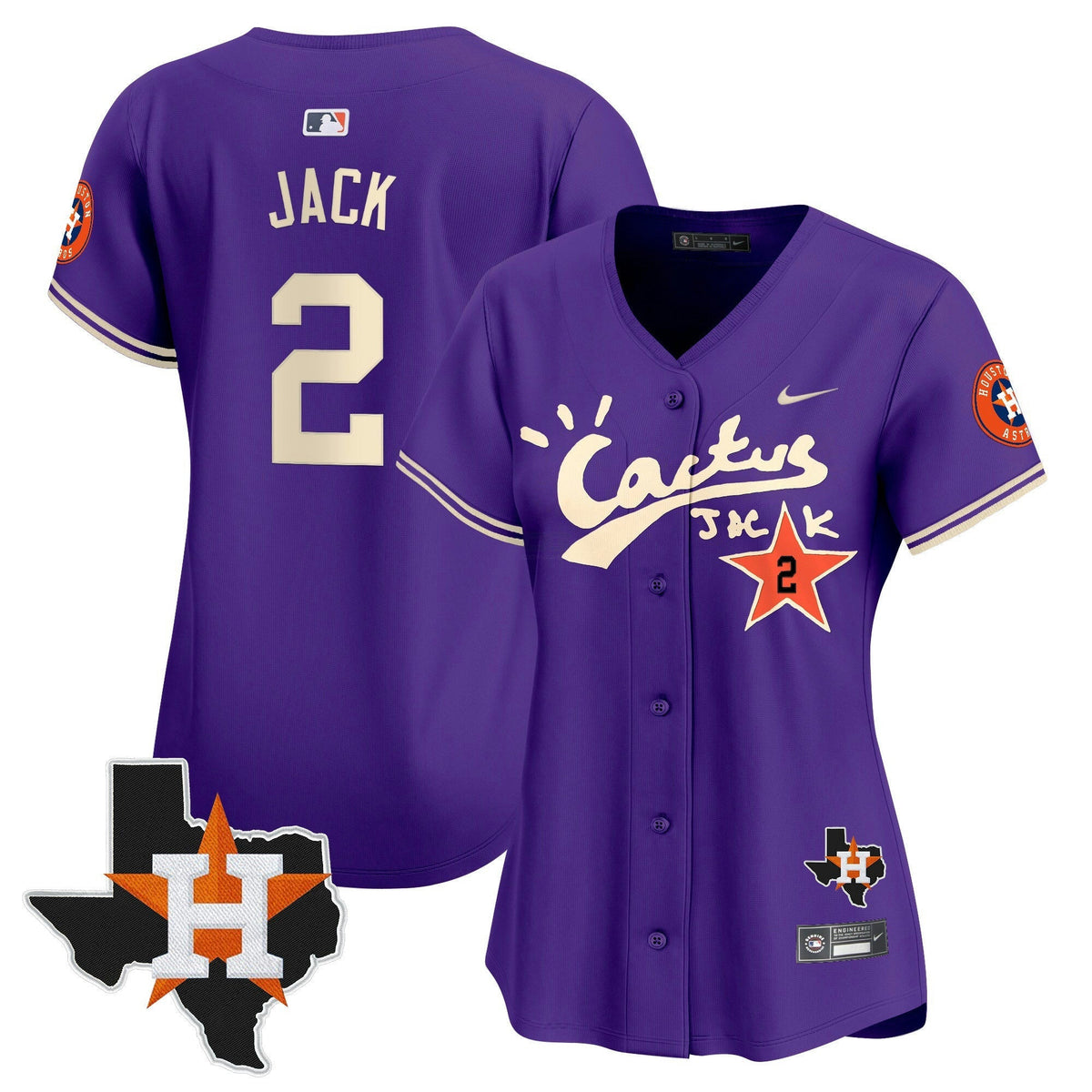 MLB Women’s Houston Cactus Jack Patch Vapor Premier Limited Jersey V11 – Stitched