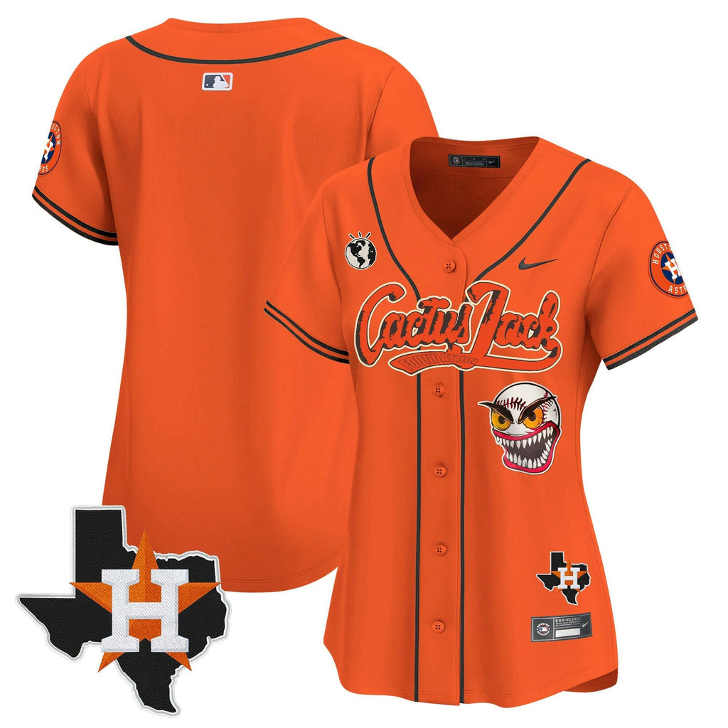 MLB Women’s Houston Cactus Jack Patch Vapor Premier Limited Jersey V6 – Stitched