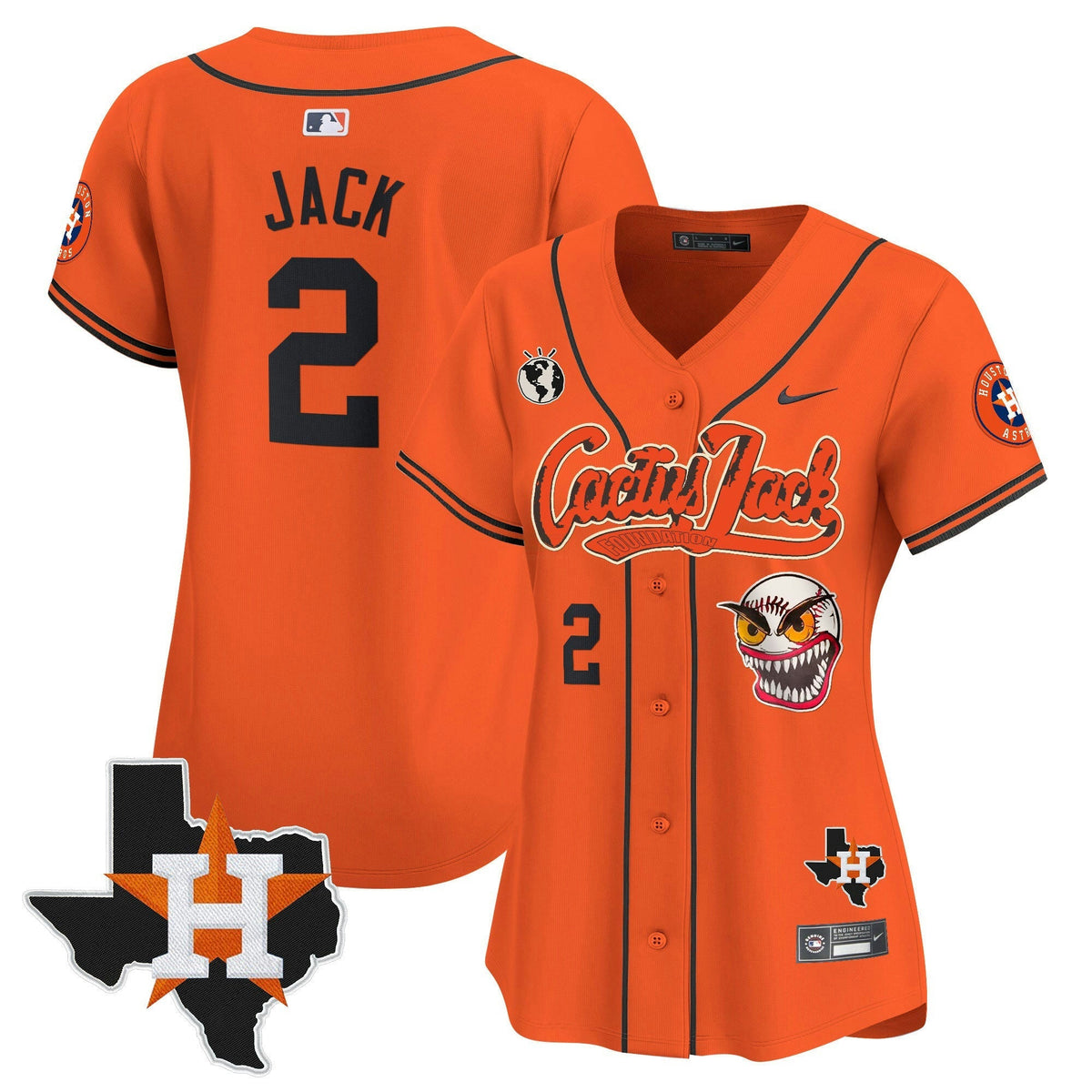 MLB Women’s Houston Cactus Jack Patch Vapor Premier Limited Jersey V6 – Stitched