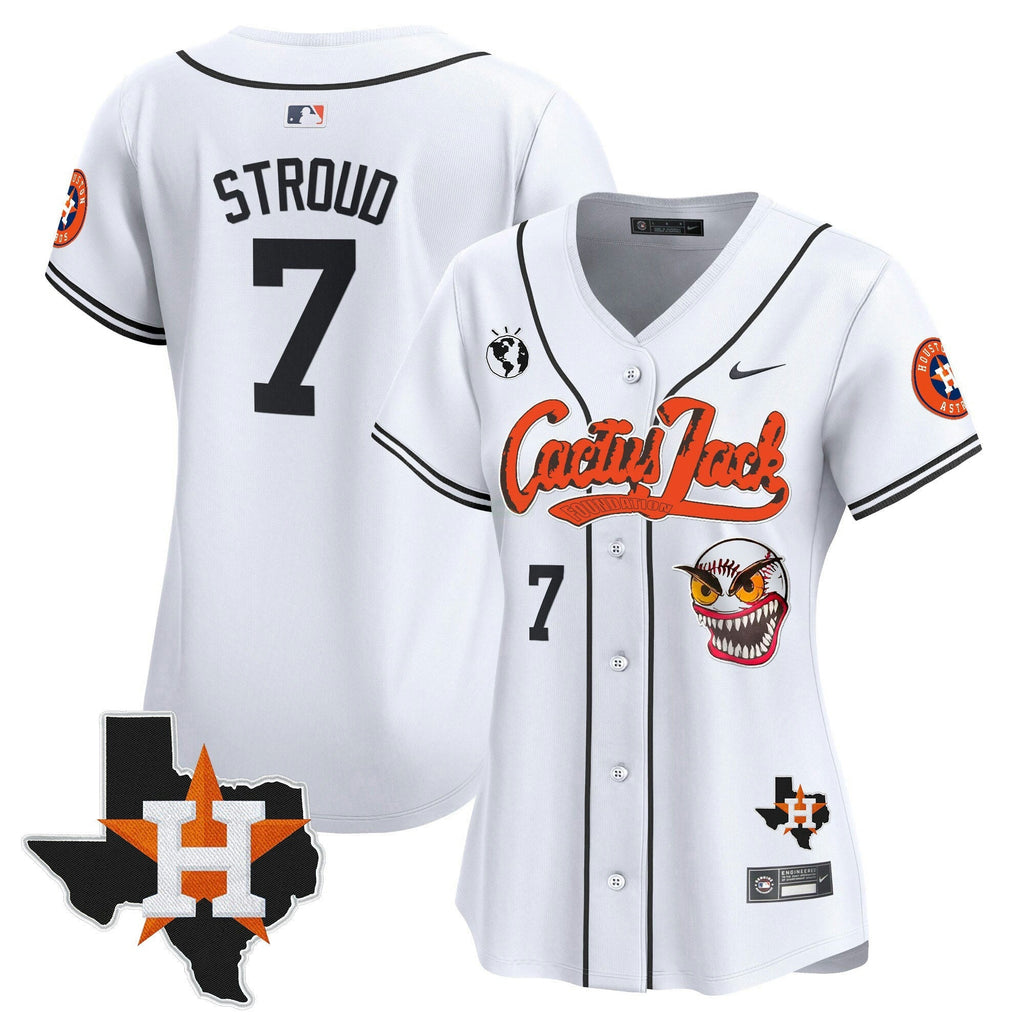MLB Women’s Houston Cactus Jack Patch Vapor Premier Limited Jersey V6 – Stitched