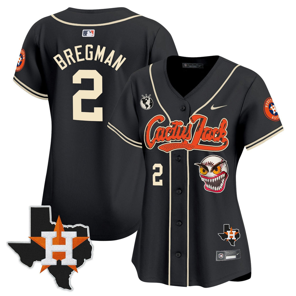 MLB Women’s Houston Cactus Jack Patch Vapor Premier Limited Jersey V6 – Stitched