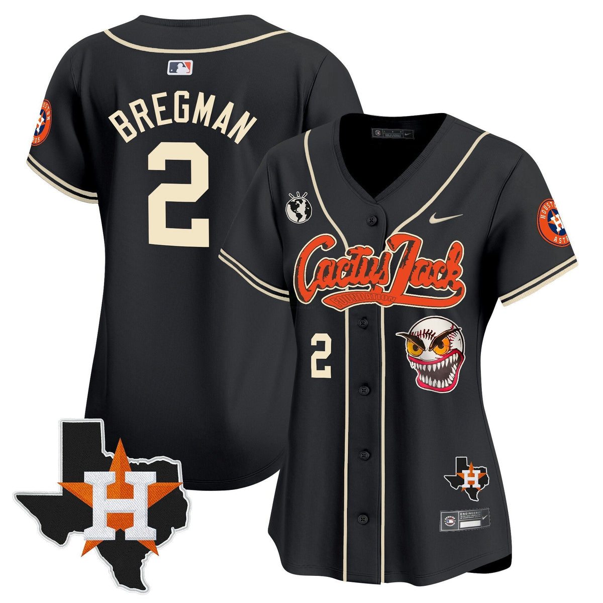 MLB Women’s Houston Cactus Jack Patch Vapor Premier Limited Jersey V6 – Stitched