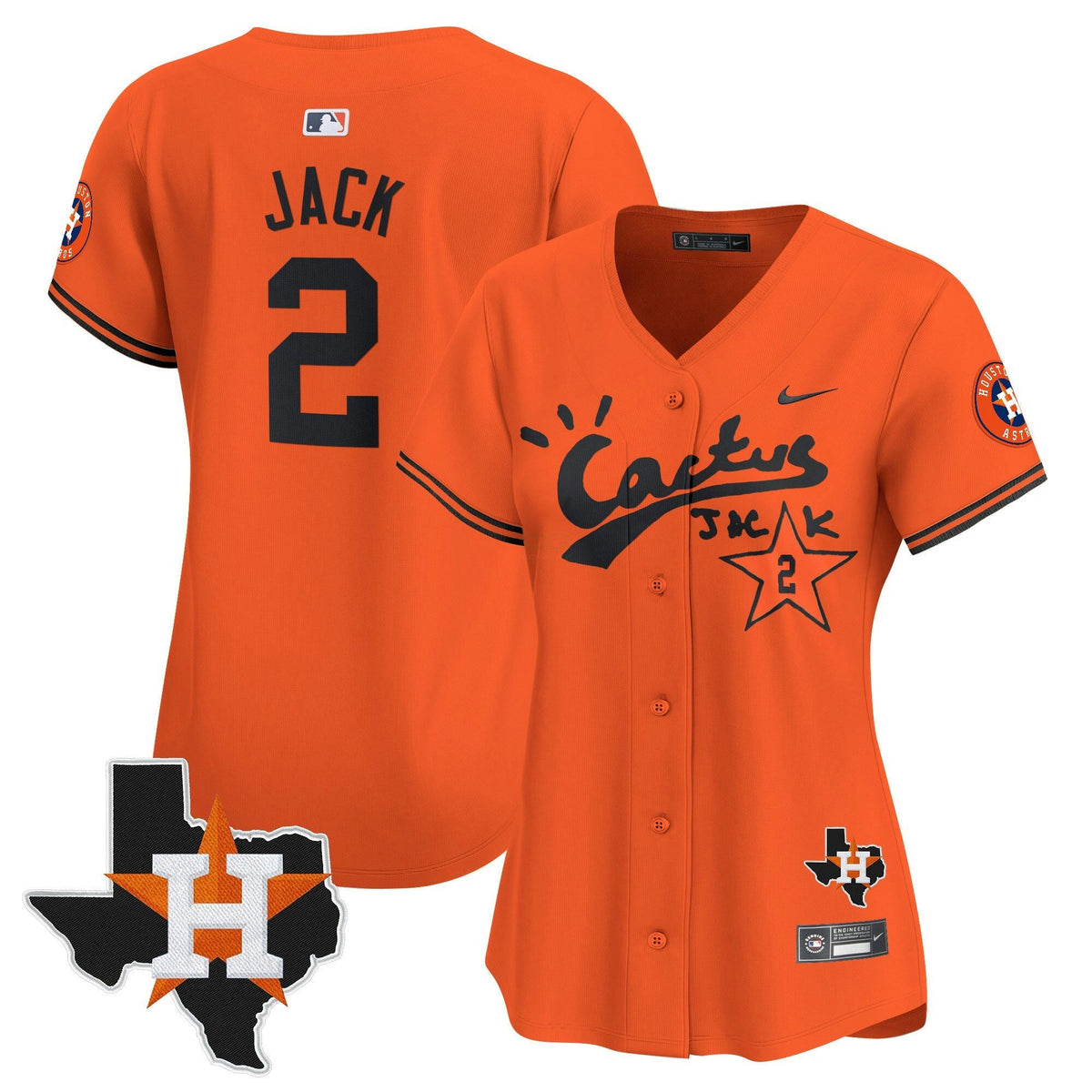 MLB Women’s Houston Cactus Jack Patch Vapor Premier Limited Jersey V7 – Stitched