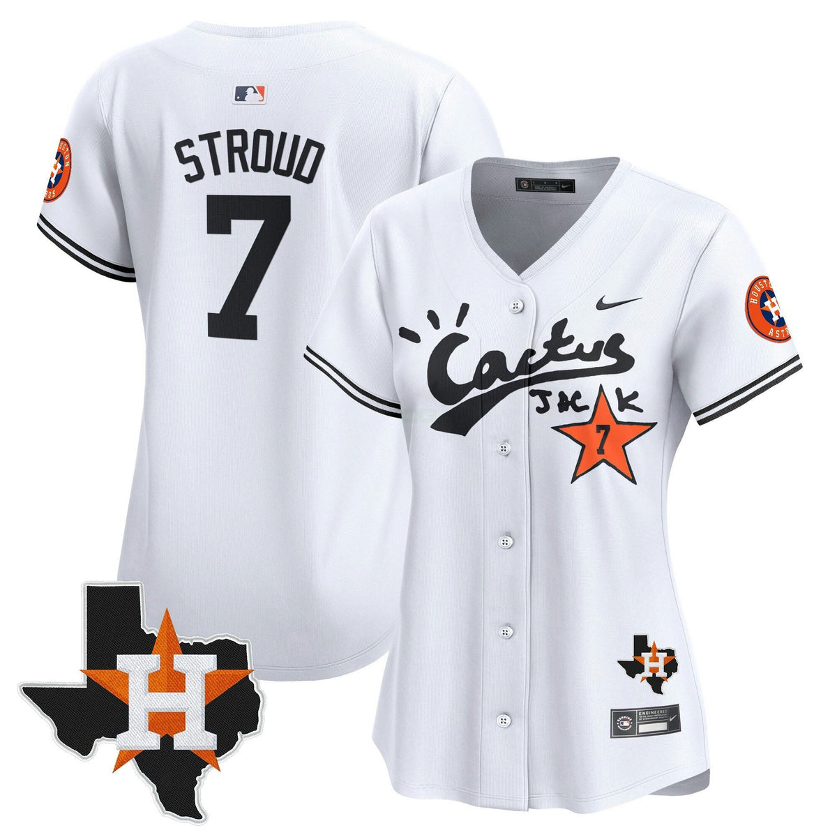 MLB Women’s Houston Cactus Jack Patch Vapor Premier Limited Jersey V7 – Stitched