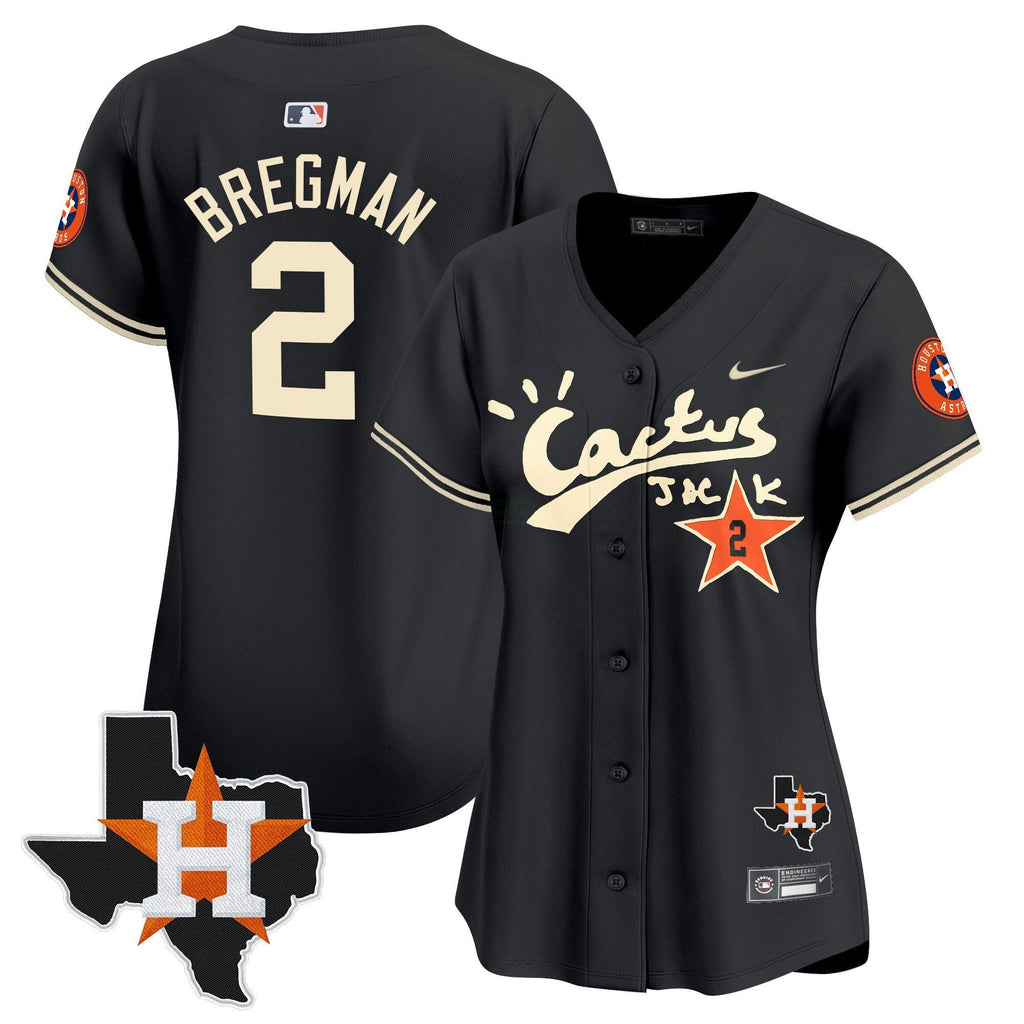 MLB Women’s Houston Cactus Jack Patch Vapor Premier Limited Jersey V7 – Stitched