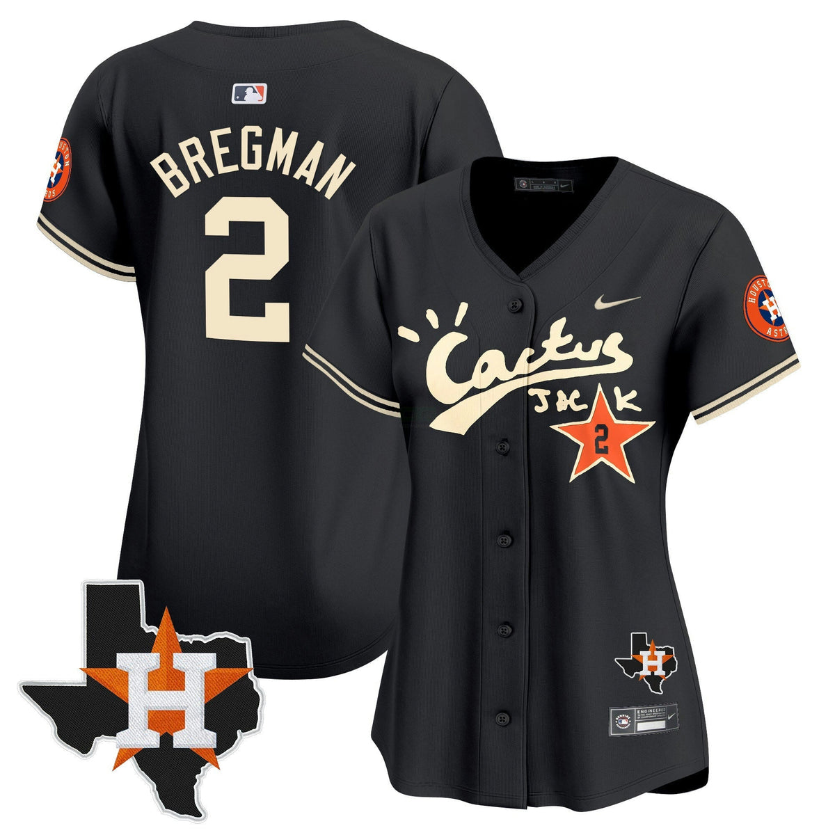 MLB Women’s Houston Cactus Jack Patch Vapor Premier Limited Jersey V7 – Stitched