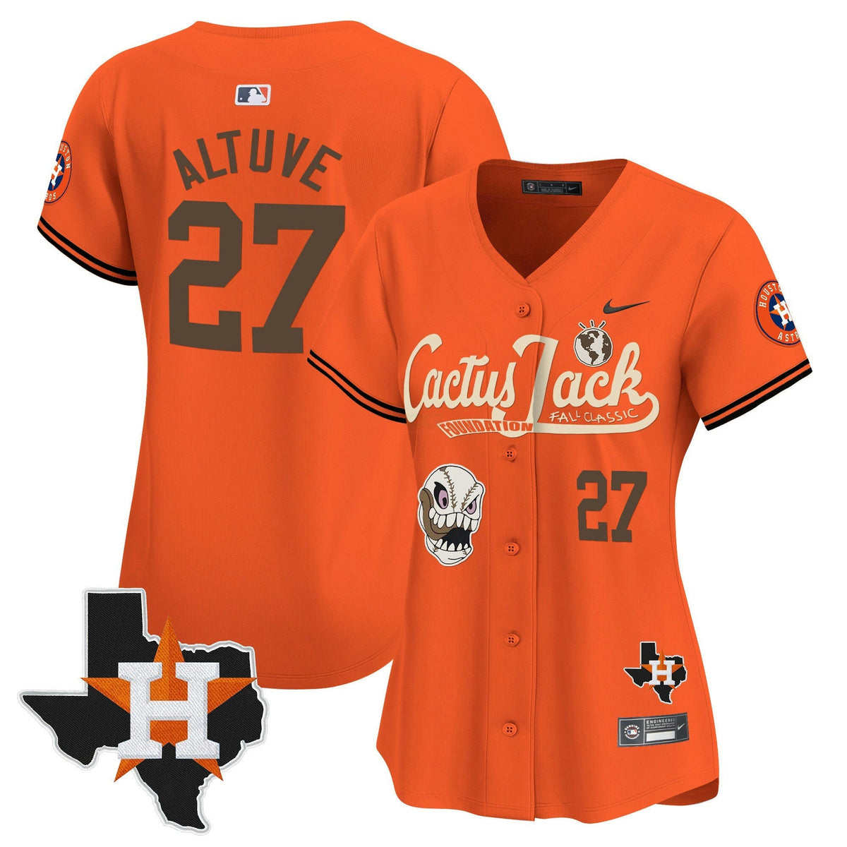 MLB Women’s Houston Cactus Jack Patch Vapor Premier Limited Jersey V8 – Stitched