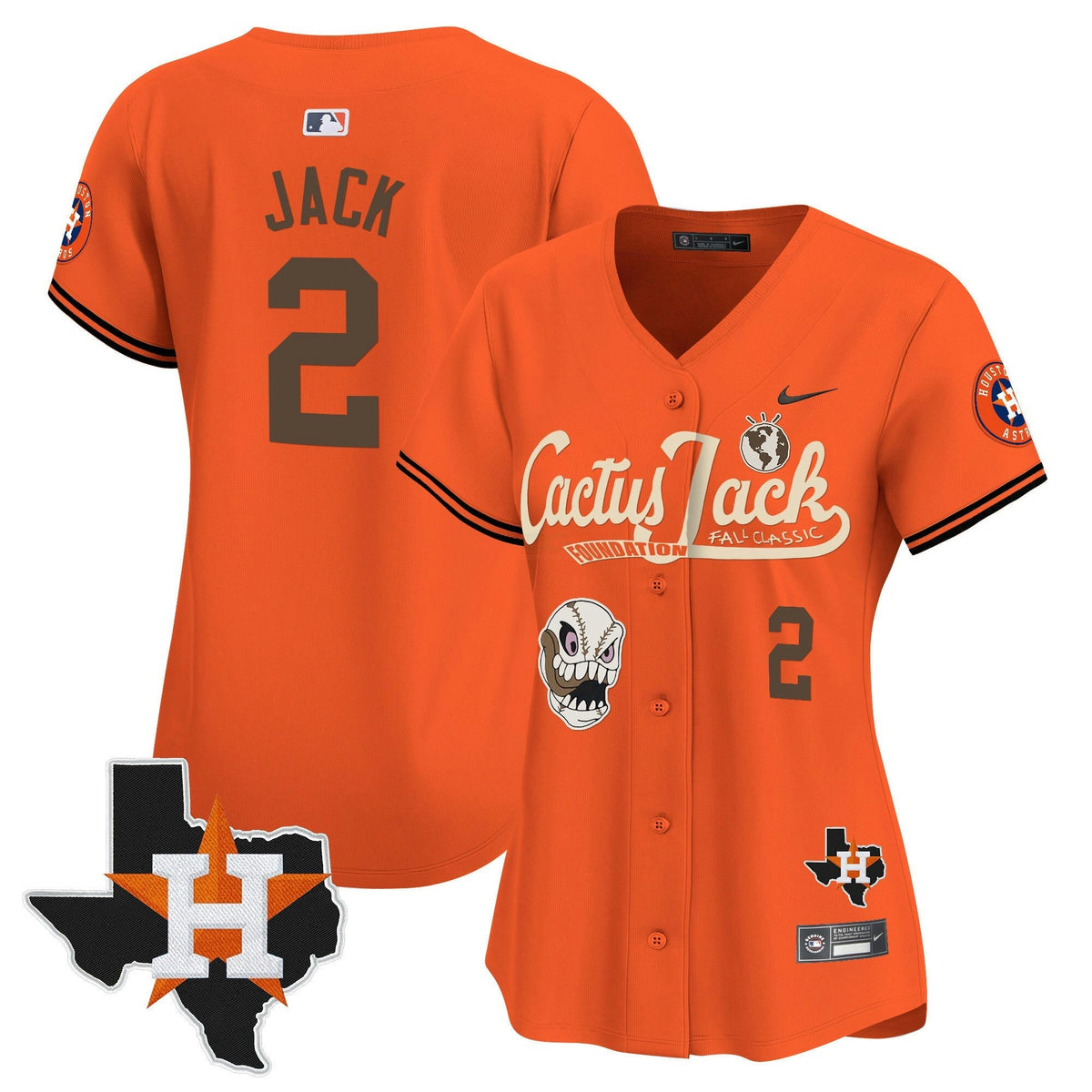 MLB Women’s Houston Cactus Jack Patch Vapor Premier Limited Jersey V8 – Stitched