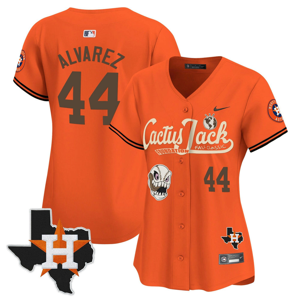 MLB Women’s Houston Cactus Jack Patch Vapor Premier Limited Jersey V8 – Stitched