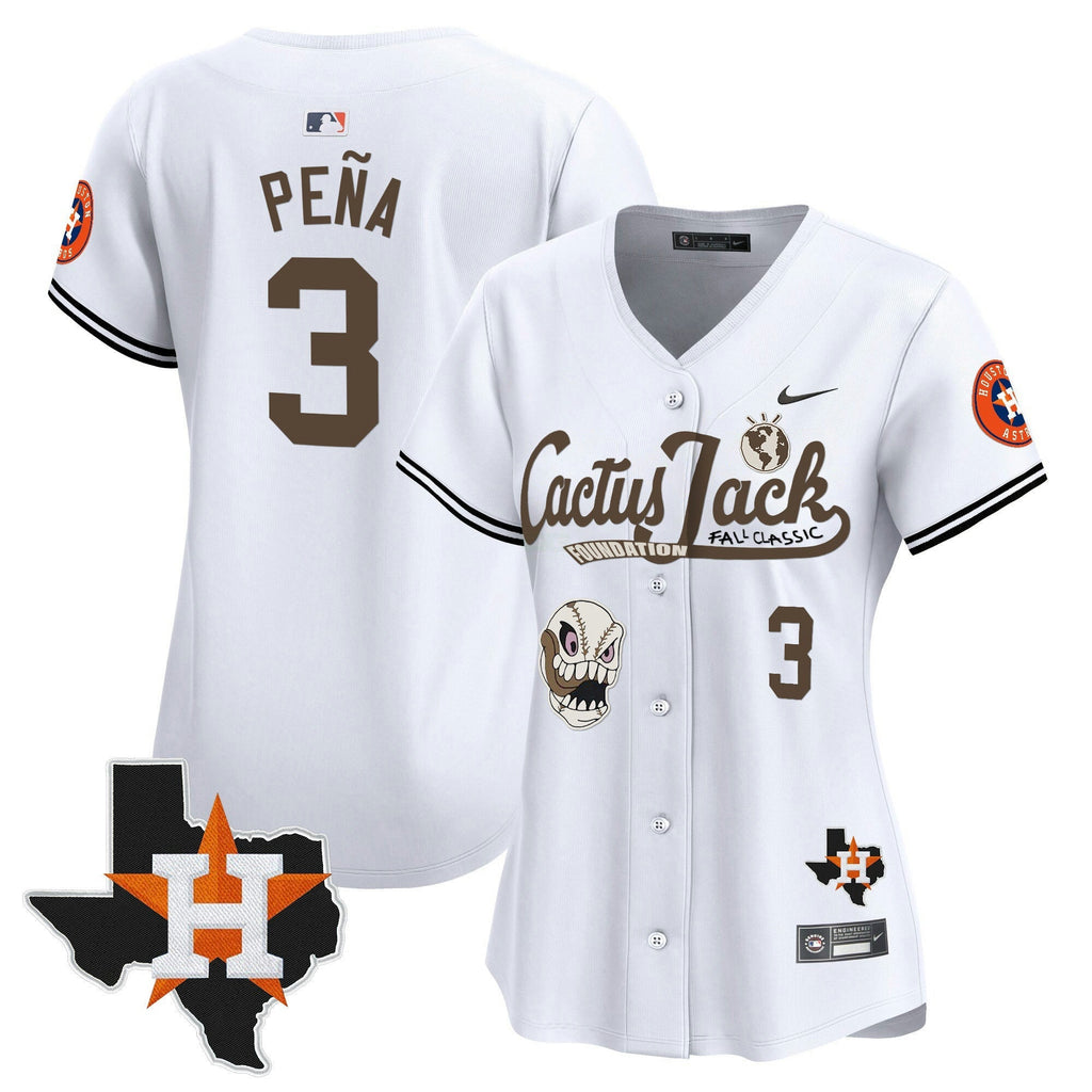 MLB Women’s Houston Cactus Jack Patch Vapor Premier Limited Jersey V8 – Stitched