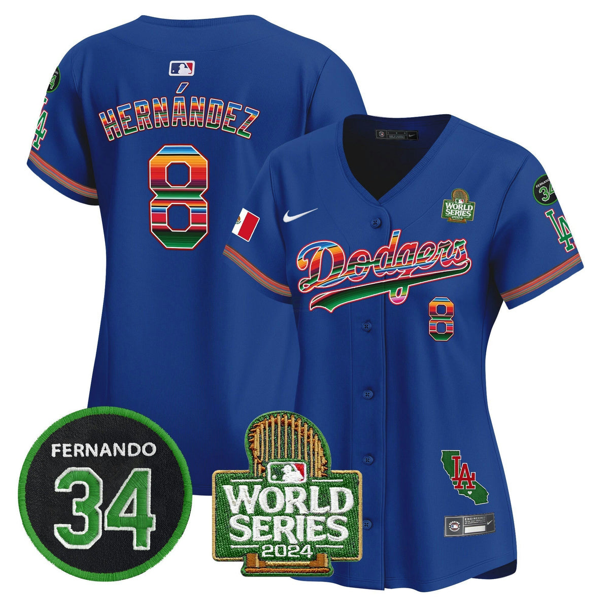 MLB Women’s Mexico Fernando Memorial & 2024 World Series Patch Vapor Premier Limited Jersey V2