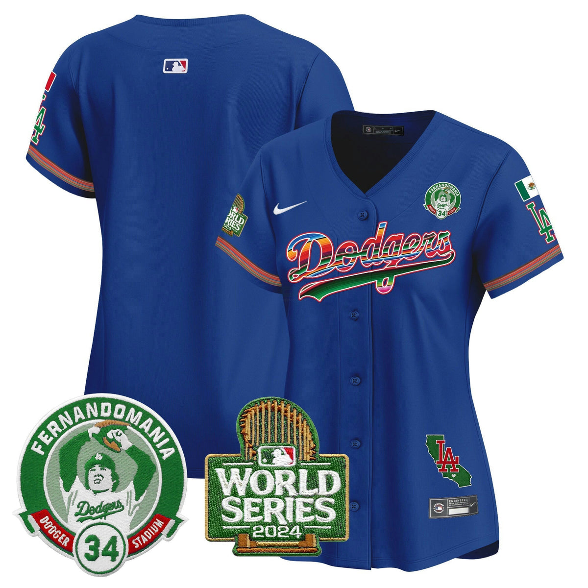 MLB Women’s Mexico Fernando Valenzuela & 2024 World Series Patch Vapor Premier Limited Jersey