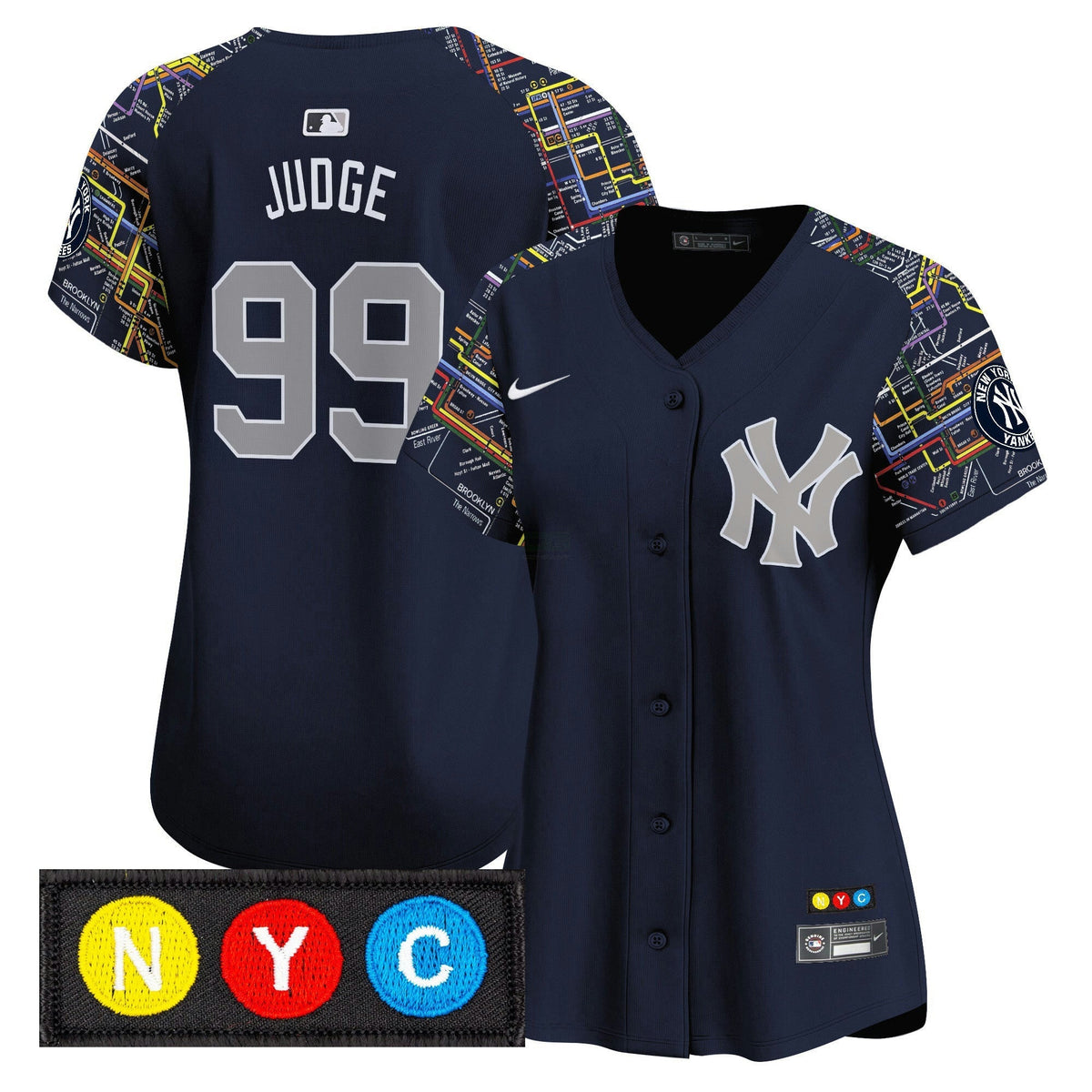 MLB Women’s New York Subway Style Vapor Premier Limited Jersey – Stitched - Navy Blue