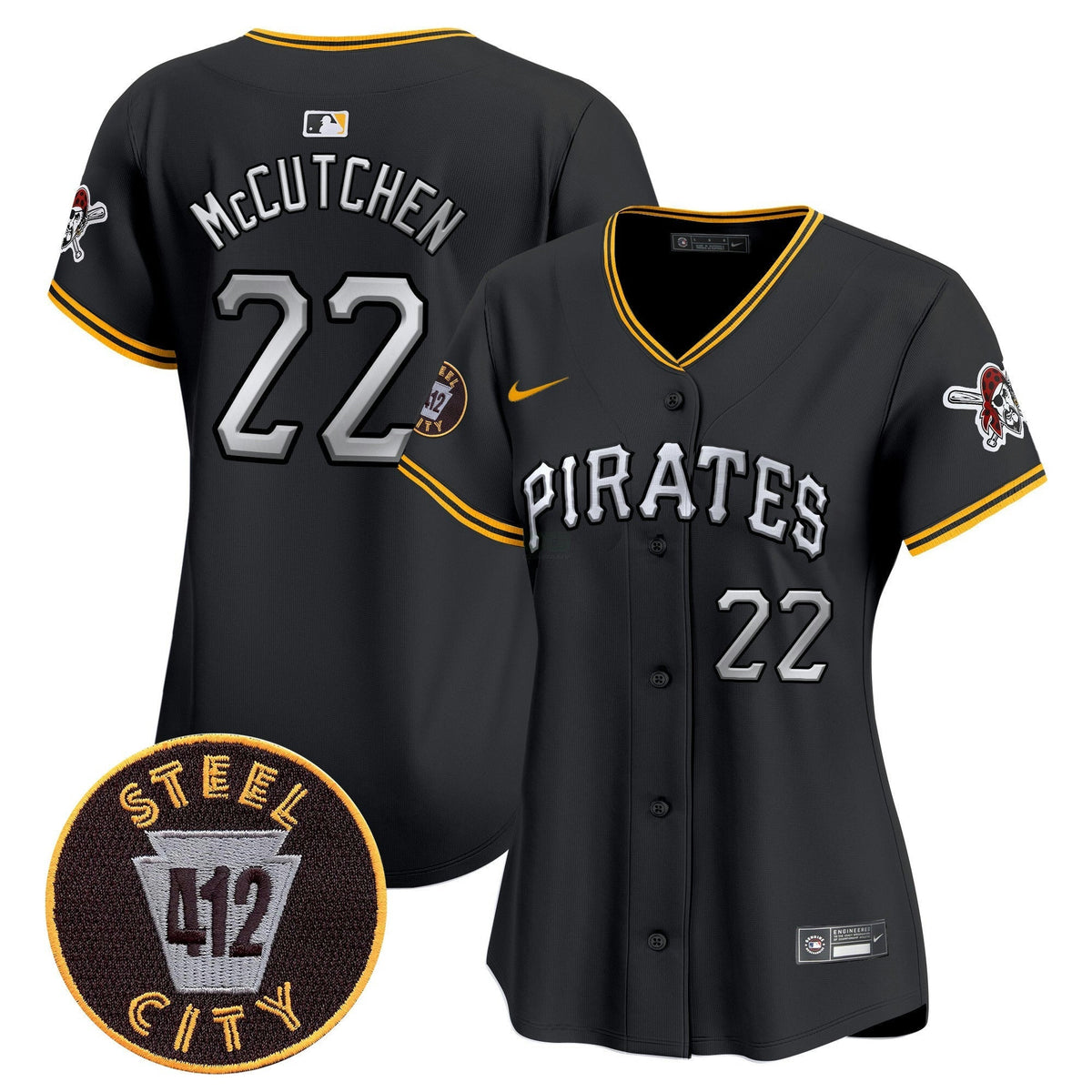 MLB Women’s Pittsburgh 412 Patch Vapor Premier Limited Jersey V6