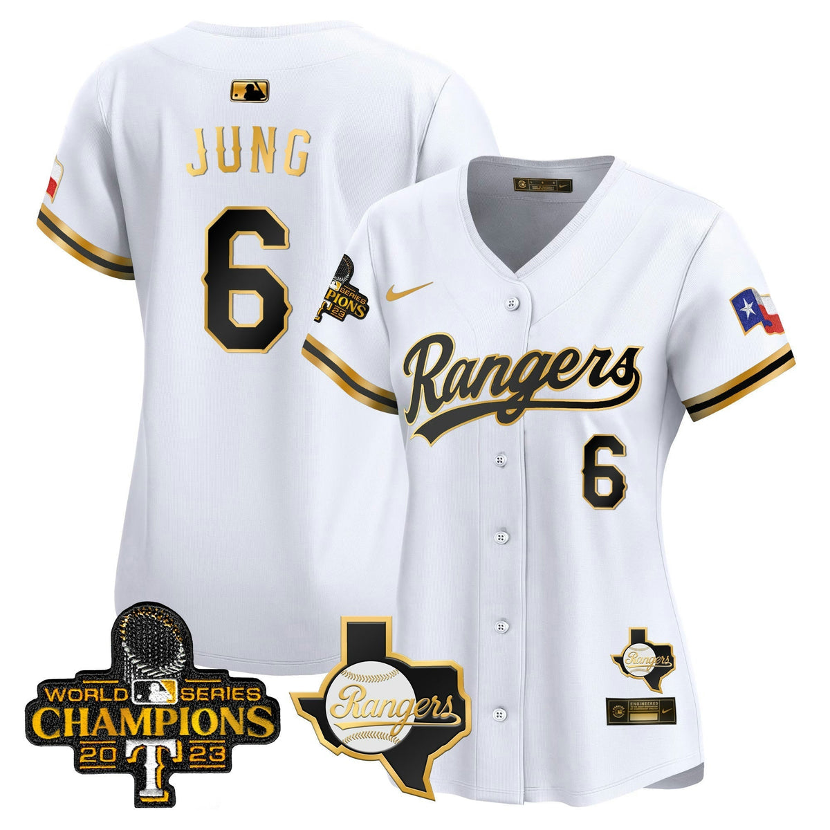 MLB Women’s Texas 2023 World Series Champions Gold Trim Vapor Premier Limited Jersey V2