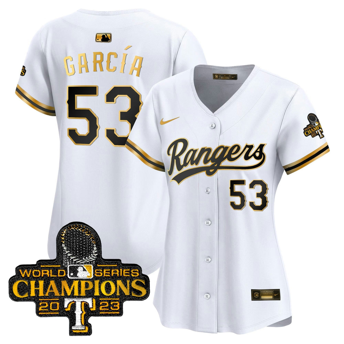 MLB Women’s Texas 2023 World Series Champions Gold Trim Vapor Premier Limited Jersey