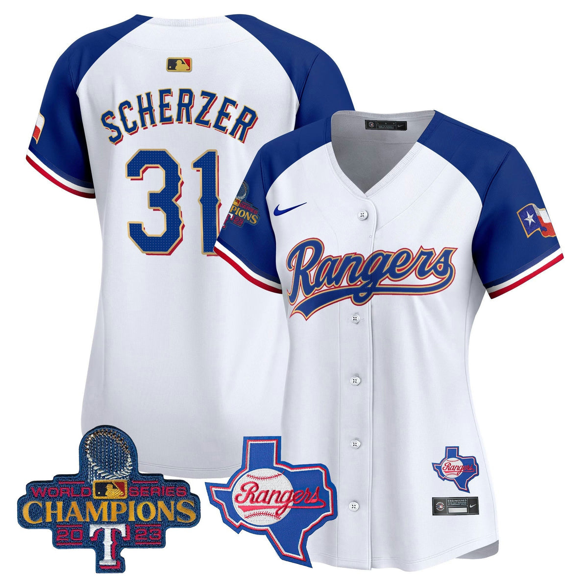 MLB Women’s Texas 2023 World Series Champions Gold Trim Vapor Premier Limited Jersey V2