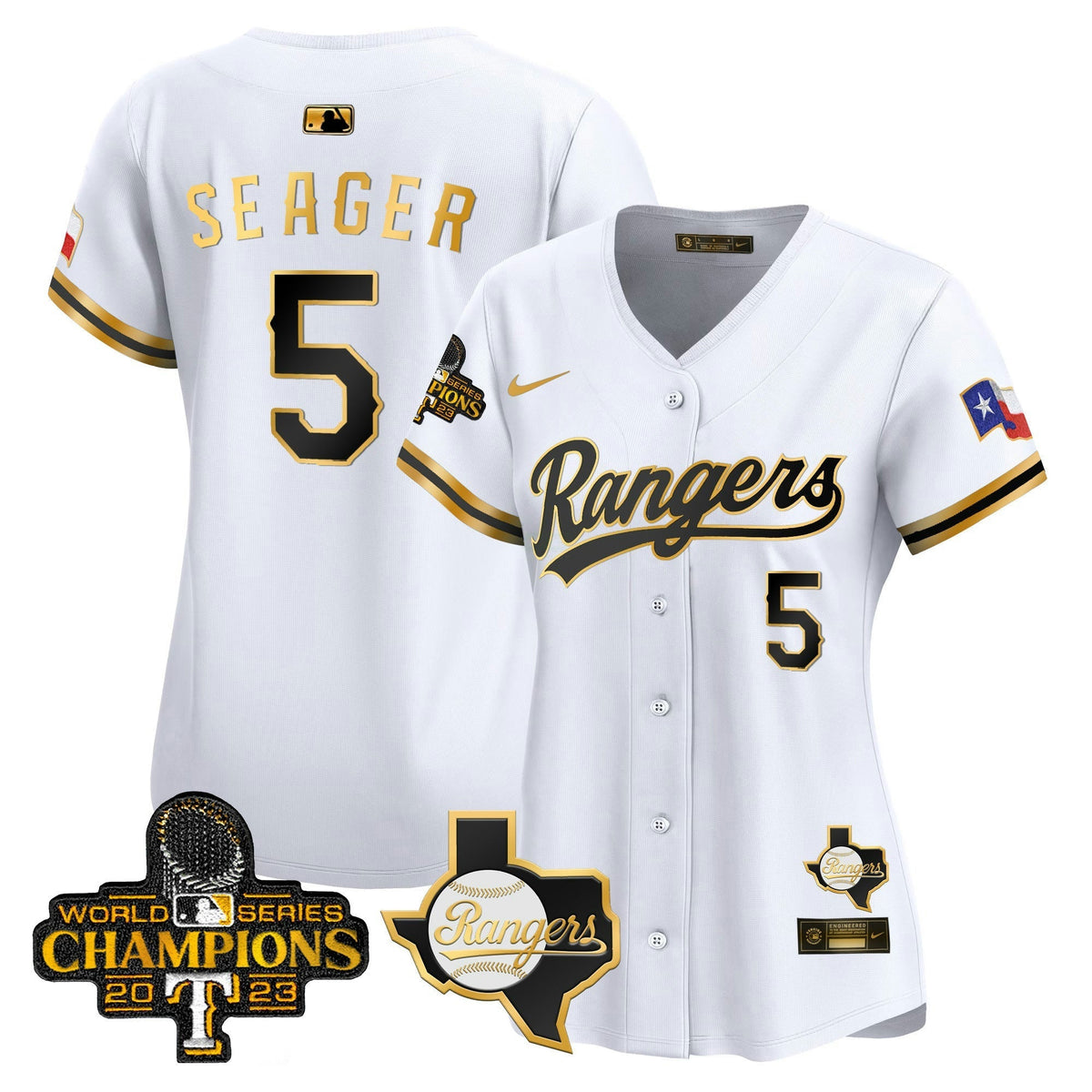 MLB Women’s Texas 2023 World Series Champions Gold Trim Vapor Premier Limited Jersey V2