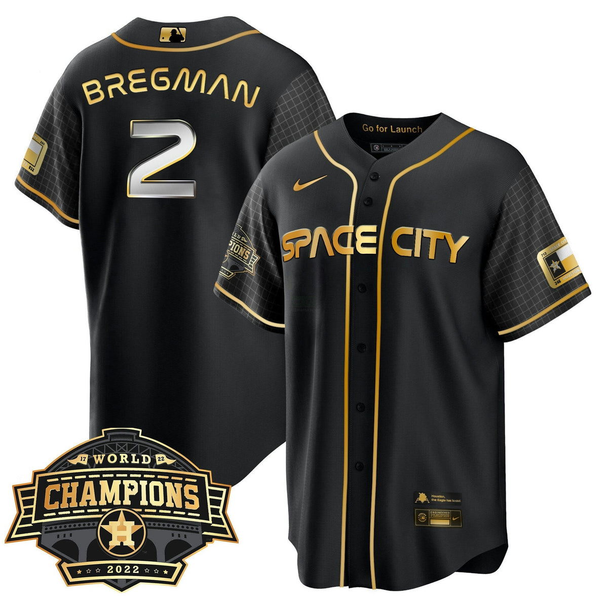 MLB Youth’s Houston Space City 2022 World Series Champions Patch Limited Jersey