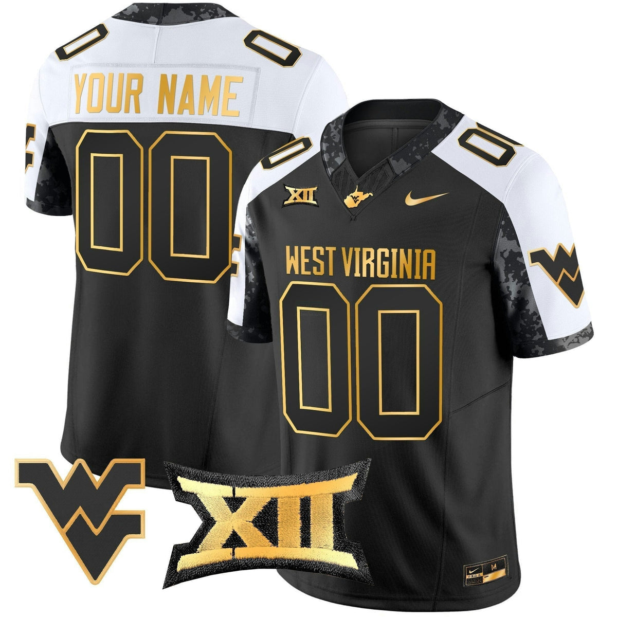 NCAA West Virginia Mountaineers 2024 Gold Vapor Limited Jersey - Custom