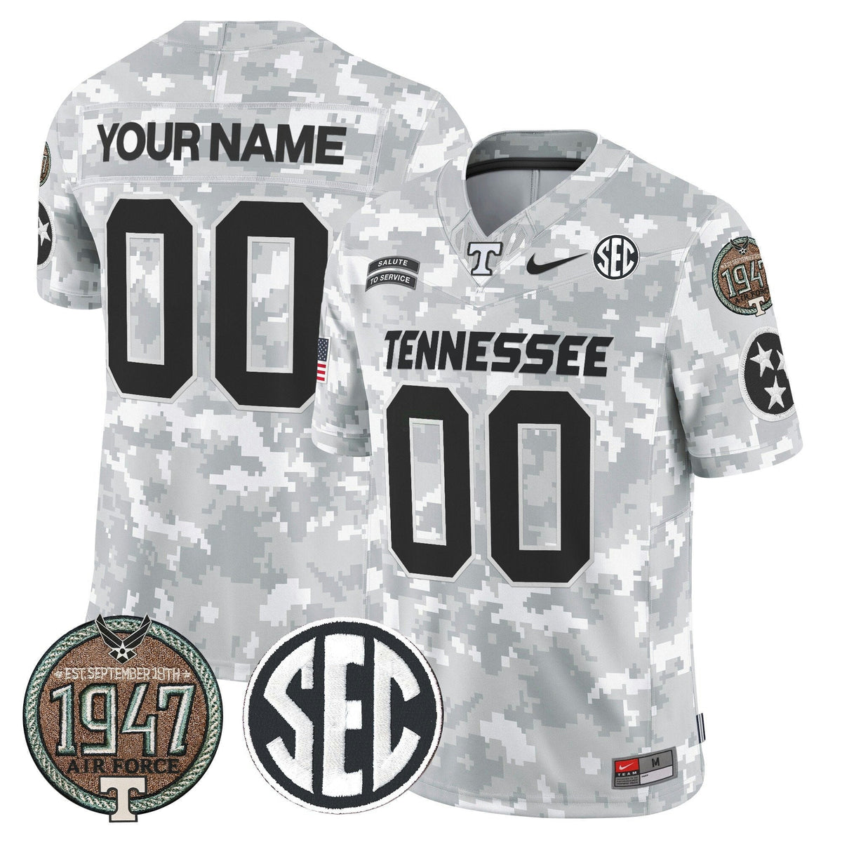 NCAA Tennessee Volunteers 2024 Salute to Service Establishment Year Patch Vapor Limited Jersey - Custom