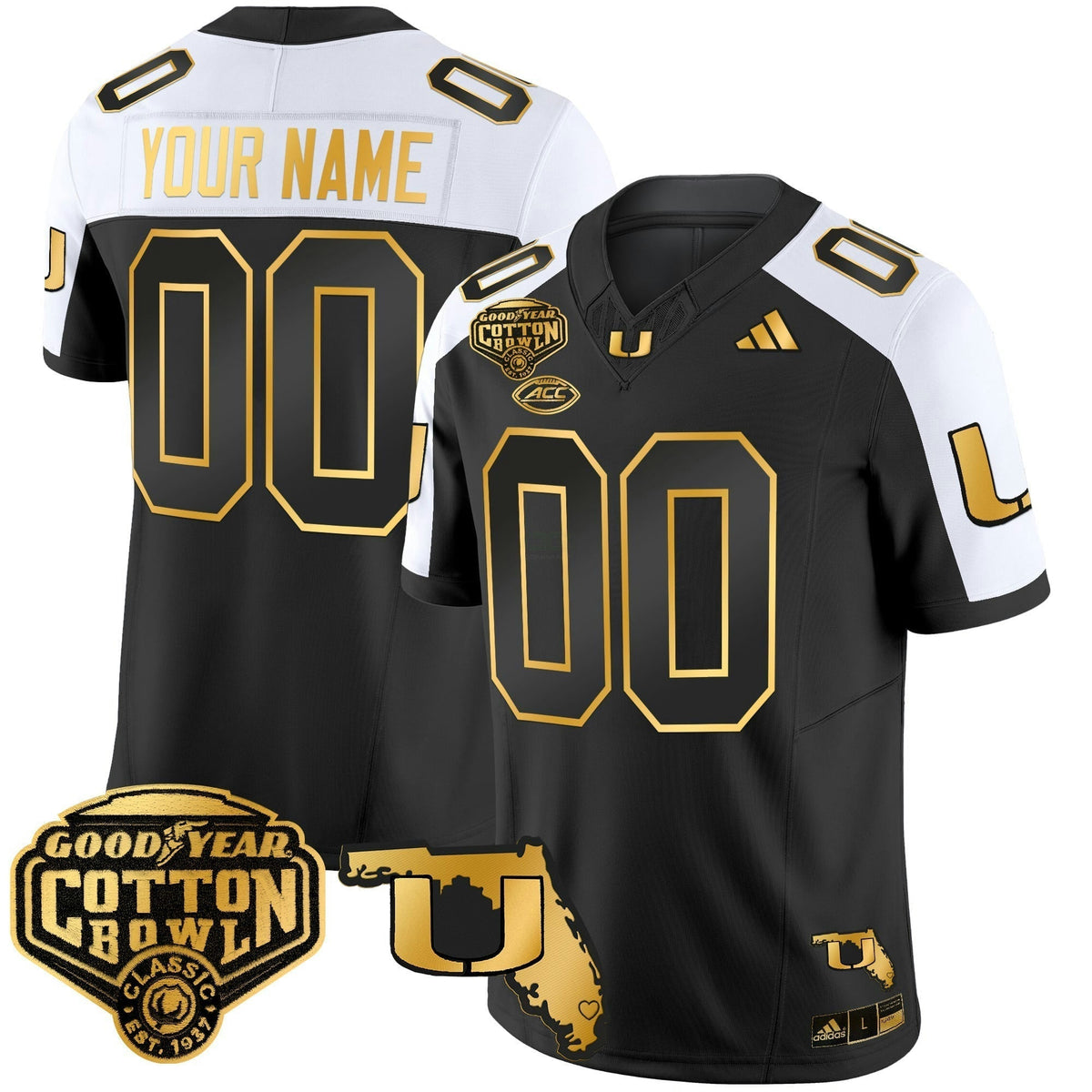 NCAA 2025/26 Cotton Bowl & Florida Patch Gold Vapor Limited Jersey - Custom