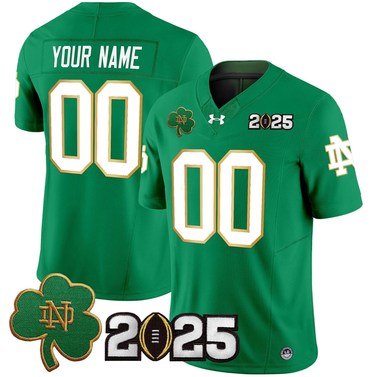 NCAA Notre Dame Fighting Irish 2025 College Football Playoff Final Patch Vapor Limited Jersey - Custom