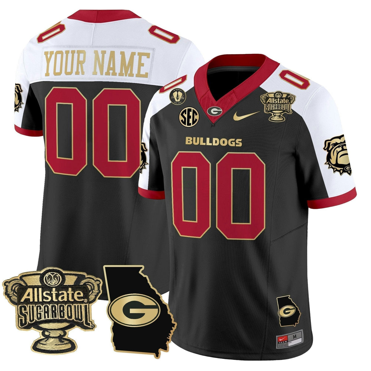 NCAA 2025 Sugar Bowl & Georgia Map Patch Vapor Limited Jersey - Custom