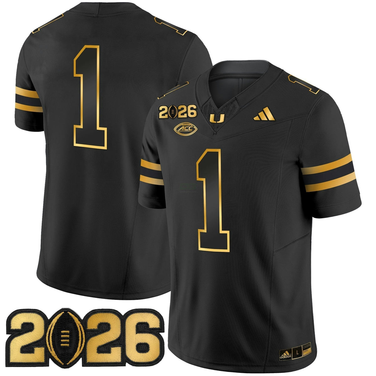 NCAA Miami Hurricanes 2026 College Football Playoff Final Patch Gold Vapor Limited Jersey