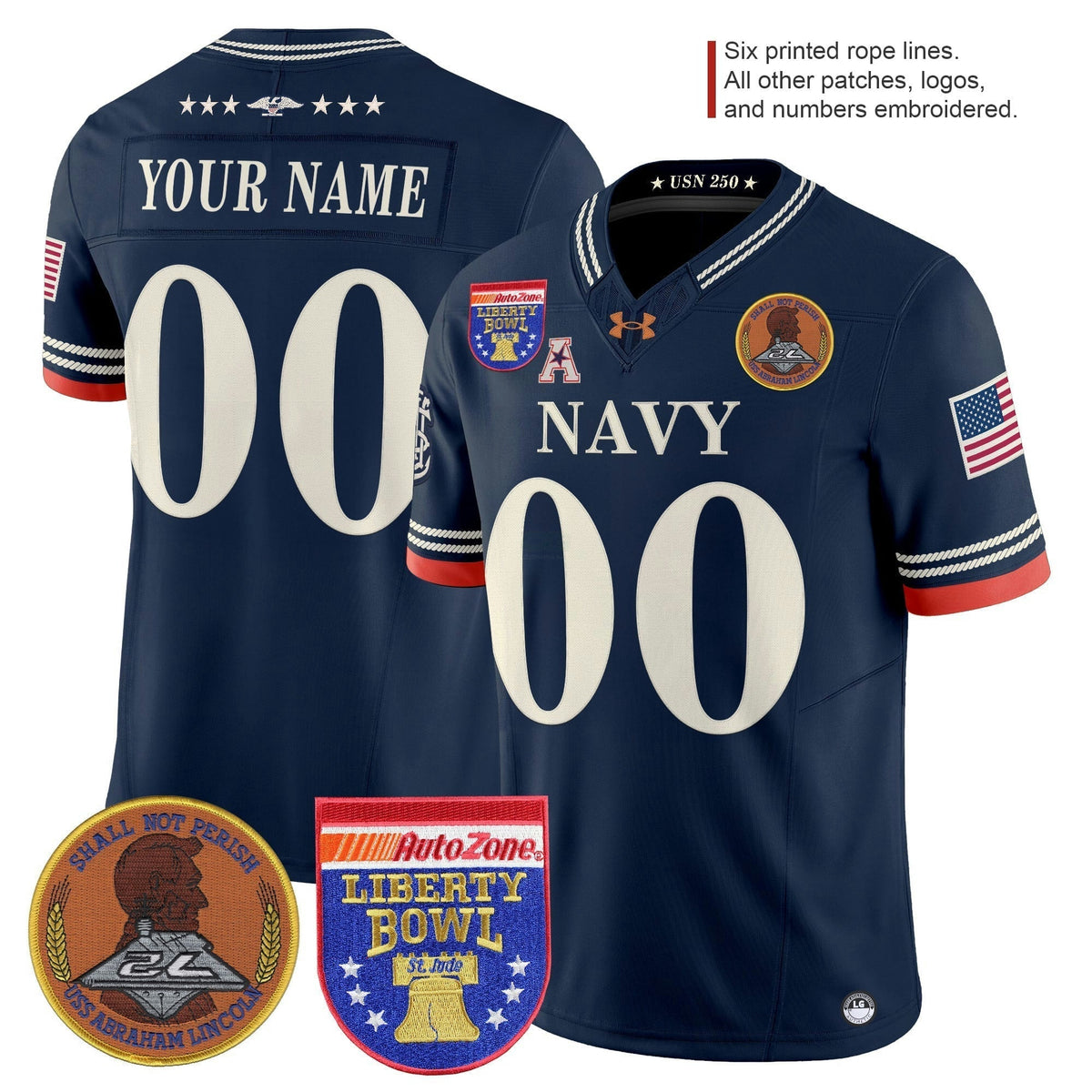 NCAA 250th Anniversary Vapor Limited Jersey - 2026 Liberty Bowl Patch - Stitched - Custom